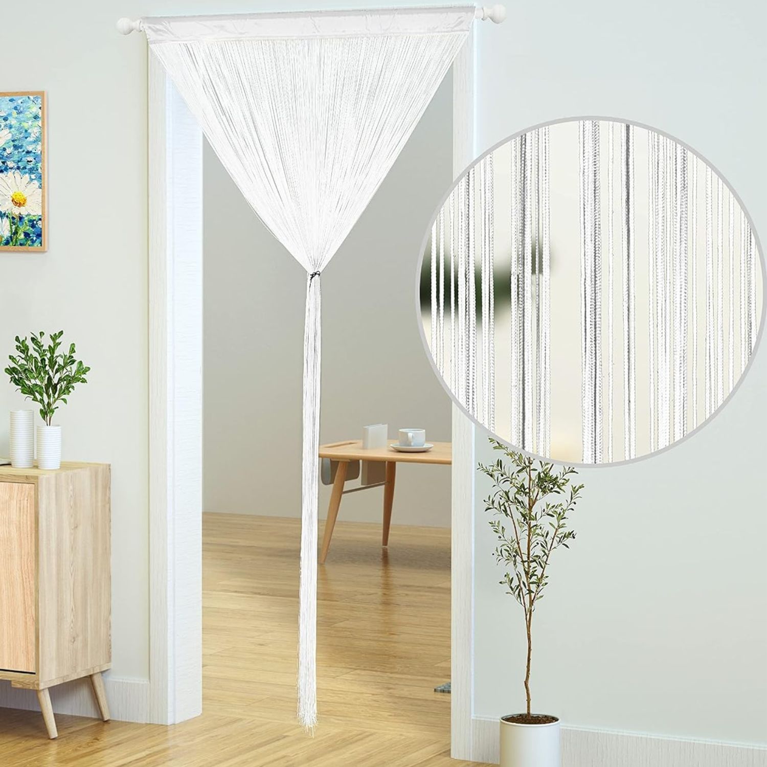 buy white string curtain door